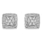 Sterling Silver 1/2ctw Diamond Miligrain Square Shape Stud Earrings