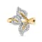 18K Yellow Gold Over Sterling Silver 1/2ctw Mixed Diamond Bypass Triple
Leaf Ring