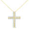 10K Yellow Gold 4.0ctw Diamond Two Row Cross 18" Pendant
w\chain(J-K Clarity, I1-I2 Color)
