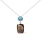 18K Two-tone Gold Cushion Cut Smoky Quartz and Round Blue Topaz Gemstone
with Diamond Accent Pendant