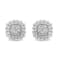 Sterling Silver 1/2ctw Round-Cut Diamond Halo Cluster Stud Earring