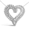 Sterling Silver 1.0ctw Diamond Open work Ribbon Heart Pendant 18"
Necklace (I-J Color, I3 Clarity)