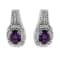 Sterling Silver 8x6 MM Oval Gemstone and Diamond Accent Art Deco Style
Drop and Dangle Earrings