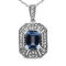 .925 Sterling Silver 8x6mm Gemstone and Diamond Accent Art Deco Style
18" Pendant Necklace