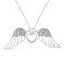 .925 Sterling Silver Pave-Set Diamond Accent Angel Wing 18" Double
Heart Pendant Necklace