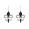.925 Sterling Silver Marquise Cut Amethyst and Diamond Accent Fleur De
Lis Dangle Stud Earrings