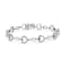 Sterling Silver .25ctw Round-Cut Diamond Alternating Heart and Leaf Link Bracelet