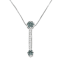 14K White Gold 1/5ctw Blue Round Cut Diamond Drop Pendant w\chain (H-I, I1-I2)