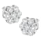 Sterling Silver 2.0ctw Floral 7 Stone Diamond Stud Earring