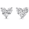 10K White Gold 1/2ctw Diamond 3 Stone Trio Heart Stud Earring