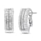14K White Gold 1 1/2ctw Round and Baguette Cut Diamond Earrings