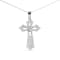 Sterling Silver 1.00 Cttw Diamond Fleur De Lis Cross 18" Pendant Necklace