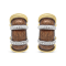 18K Two-tone Gold Over Sterling Brown Enamel 9/10ctw Diamond Huggies