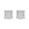10K White Gold 1 1/10 Cttw Princess Diamond Composite and Halo Stud Earrings