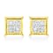 14K Yellow Gold 1.0ctw Invisible Set Princess-Cut Diamond Composite 8
Stone Stud Earrings