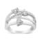 Sterling Silver 1/5ctw Miracle-Set Diamond Heart Cross-Over Bypass Ring
(I-J Color, I2-I3 Clarity)