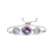 Sterling Silver Amethyst and Blue Topaz with Diamond Accent Lariat
4”-10” Adjustable Bolo Bracelet