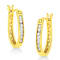 14K Yellow Gold Over Sterling Silver 1/4ctw Diamond Leverback 3/4"
Inch Hoop Earrings