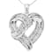 1.25ctw Round Diamond Openwork Ribbon Heart Sterling Silver Pendant with Chain