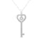 Sterling Silver 1/5ctw Round-Cut Diamond Double Heart & Key 18"
Pendant w\chain