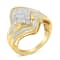 10K Yellow Gold over Sterling Silver Diamond Bypass Cluster Ring (1
Cttw, I-J Color, I2-I3 Clarity)