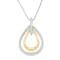 14K Two-Tone Gold Round Diamond Double Burst Pendant Necklace 1/4ctw
