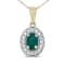 14K Yellow Gold 6x4mm Emerald and 1/5ctw Round Diamond Halo Pendant
w\chain 18"