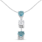 14K White Gold 1 1/3ctw White and Treated Blue Diamond Pendant With
Chain(H-I, SI2-I1)