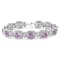.925 Sterling Silver 7x7 mm Cushion Cut Amethyst and 1/10ctw Round
Diamond Tennis Bracelet