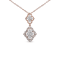 14K Rose Gold 3/4 Cttw Round Diamond Double Quatrefoil Pendant 18" Necklace