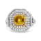 18K White and Yellow Gold 2 1/5 Cttw Lab Grown Yellow Diamond Double
Halo Art Deco Cocktail Ring