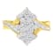 10K Yellow Gold Round And Baguette Cut Diamond Cluster Ring (1 1/10
Cttw, H-I Color, SI2-I1 Clarity)