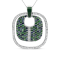 Sterling Silver Green Enamel with 1/2ctw Diamond, Sapphire, and
Tsavorite 18" Pendant w\chain