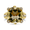 18K Yellow Gold 15x15mm Cushion Cut Lemon Quartz and 1/4 Cttw Diamond
Accented Cocktail Ring