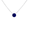 2.5mm Lab Grown Cobalt Blue Sapphire Bezel Set Solitaire Sterling Silver Necklace