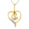Diamond-Accented Swirl Open Heart 10K Yellow Gold Pendant Necklace with
18" Chain
