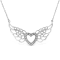 .925 Sterling Silver Pave-Set Diamond Accent Fairy Wing 18" Heart
Pendant Necklace