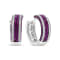 18K White Gold 1 7/8 Cttw Diamond and 1mm Round Red Ruby Open Swish Hoop Earrings
