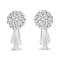14K White Gold 3/4ctw Diamond Floral Cluster Drop and Dangle Stud Earrings
