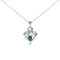 Sterling Silver Pear Emerald and Diamond Accent Heart Pendant Chain- 18 Inches
