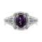 .925 Sterling Silver Prong Set Oval 9X7 MM Purple Amethyst Solitaire and
Diamond Accent Ring