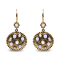 18K Yellow Gold Special Cut Round Blue Sapphire with White and Brown
Diamond Cluster Dangle Earrings