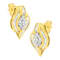 10K Yellow Gold 1/3ctw Round-Cut Diamond Cluster and Swirl Stud Earrings