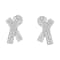 14K White Gold 2.0ctw Round-Brilliant Cut Diamond Domed X Shaped Omega
Back Stud Earrings