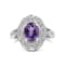 Sterling Silver 9x7mm Oval Purple Amethyst and Diamond Accent Art Deco
Style Cocktail Ring