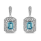 Sterling Silver 7x5MM Blue Topaz and Diamond Accent Art Deco Halo Drop
and Dangle Earrings