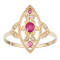 10k Yellow Gold Antique Style Genuine Round Ruby and Diamond Ring