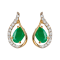 10K Yellow Gold Emerald and Diamond Drop Earrings