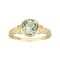 10k Yellow Gold Vintage Style Genuine Round Prasiolite and Diamond Ring