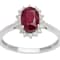 10k White Gold Oval Ruby and Halo Diamond Ring